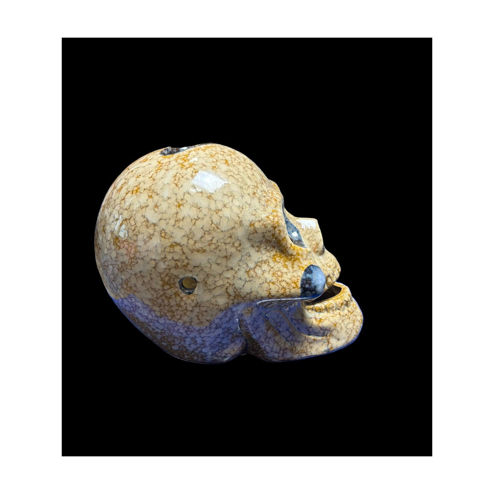 Day of Dead Glazed Ceramic Votive Candle Skull Goth Halloween Home Decor - Picture 6 of 15